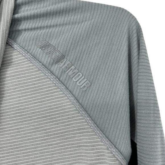 Under Armour Run Gray White Striped Heat Gear Hoodie Small - Picture 6 of 6